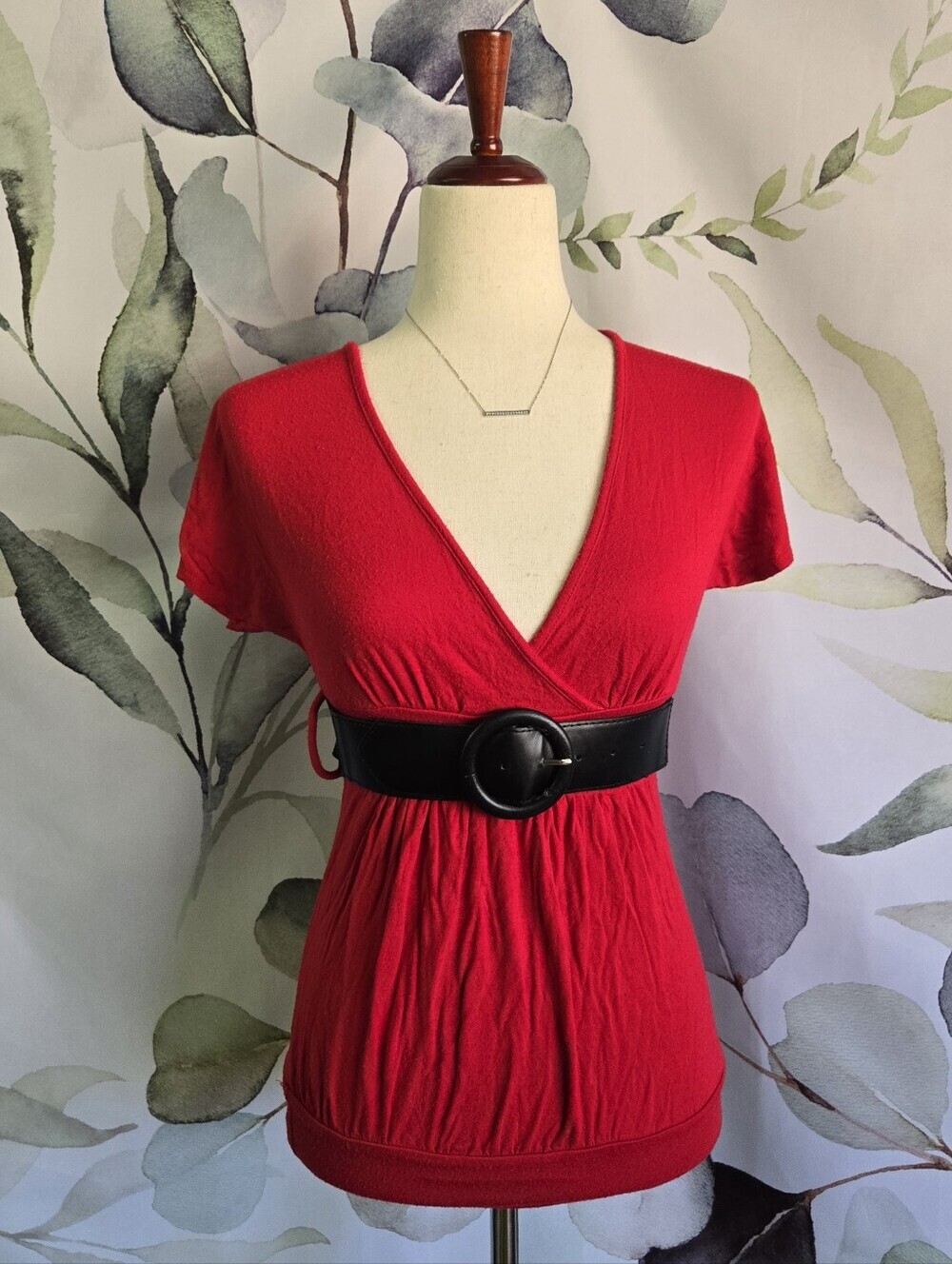 RUE21 | Y2K Faux Wrap Empire Waist Tunic Top w/ Removable Belt in Red sz S